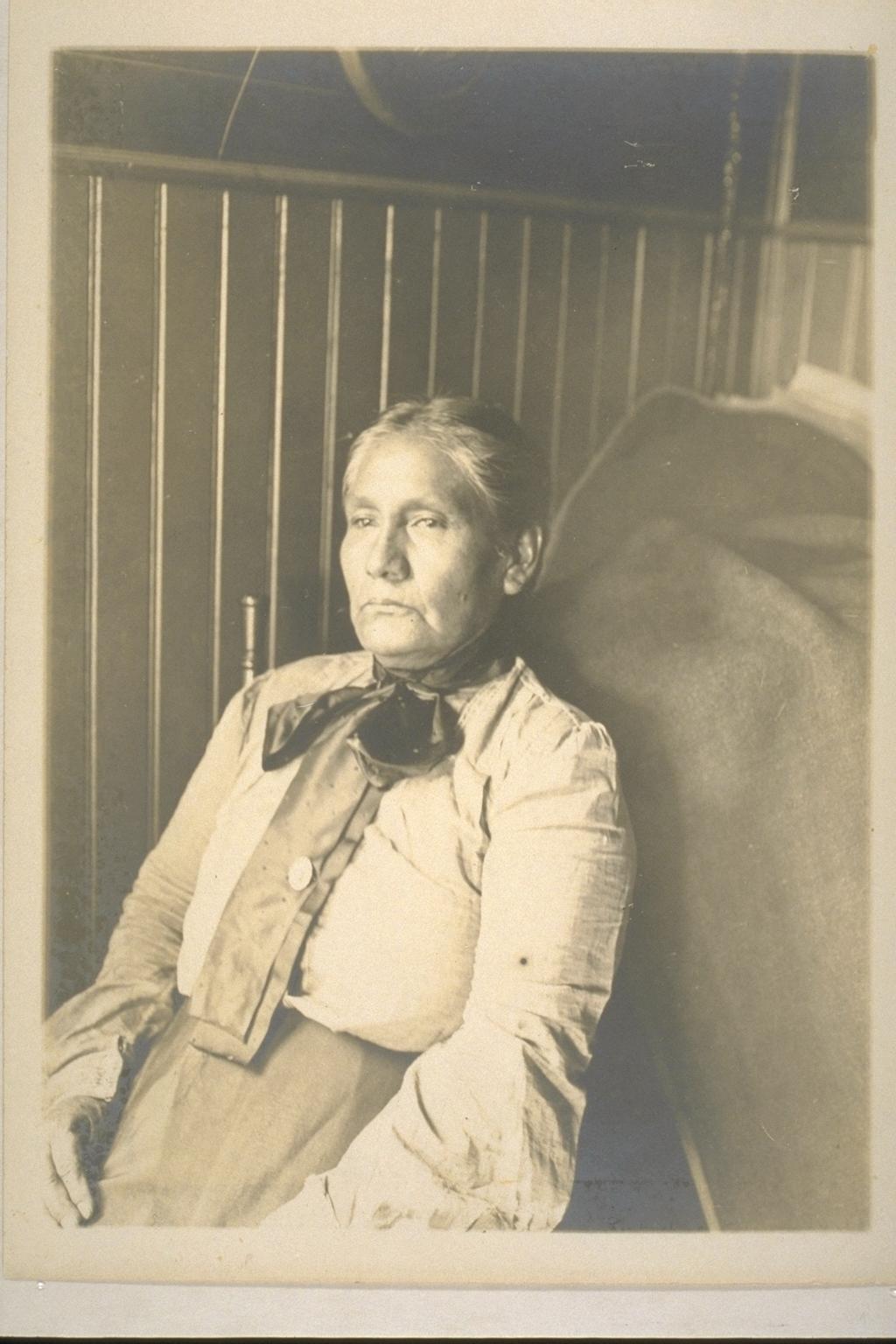A Tongva woman named Mrs. James V. Rosemeyre, Bakersfield, July 1905. Image courtesy UC Berkeley, Bancroft Library 