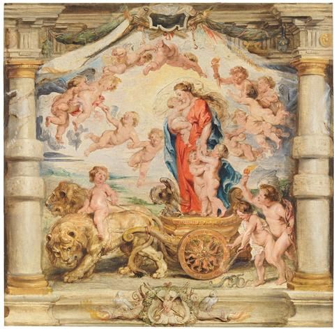 "Triumph of Divine Love," After Designs by Peter Paul Rubens, wool & silk, 1626-33. PATRIMONIO NACIONAL, Monasterio de las Descalzas Reales Image 