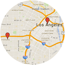 Map: West Adams Boulevard to Broadway Street