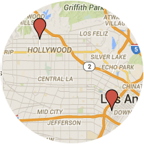 Map: Pico Boulevard to Hollywood Boulevard