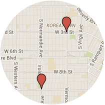 Map: Olympic Boulevard to Third Street