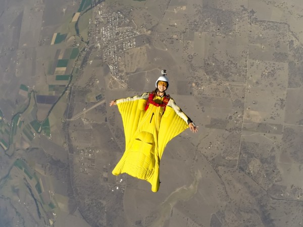 The author flying over Toogoolawah, Australia