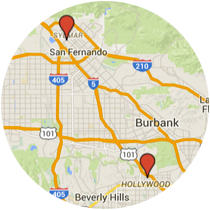 Map: Vine Street to San Fernando Road