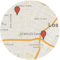 Map: Wilshire Boulevard to Venice Boulevard