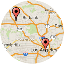 Map: Lankershim Blvd. to Traction Avenue