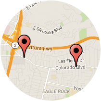 Map: Sierra Villa Drive to La Roda Avenue