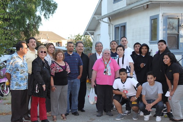 Owner of Acosta Plaza with residents