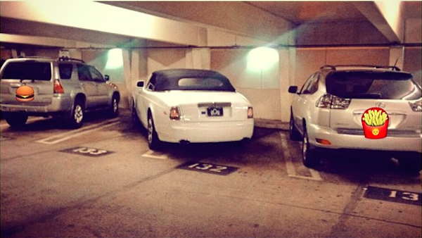 Farrell convertible in parking structure