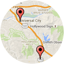Map: Hollywood Blvd to Lankershim Blvd