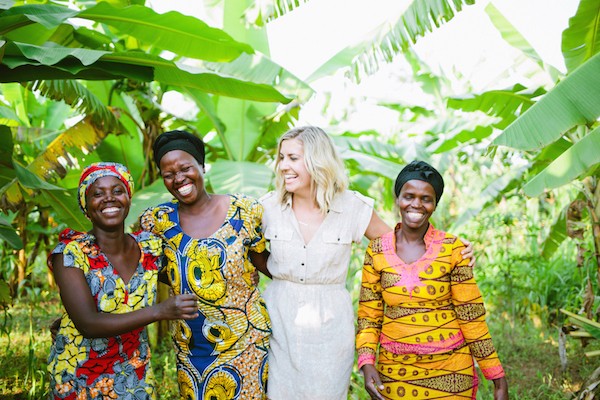 The author (second from the right), with Clementine, Odette, and Marcelline, artisans in Rwanda