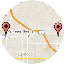 Map: Highland Avenue to Hollywood Boulevard