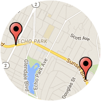 Map: Elysian Street to Sunset Boulevard