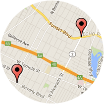Map: Sunset Boulevard to Rampart Boulevard