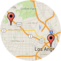 Map: Hollywood Boulevard to Vignes Street
