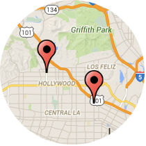 Map: Vermont Boulevard to Hollywood Boulevard