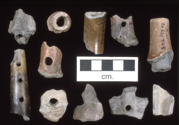 Broken flutes from domestic trash piles. Every house had musical instruments.