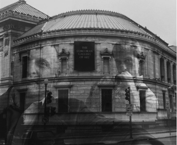 Untitled, 2016, Jack Ludden. Digital photomontage of Self-portrait, 2014 (left), Self-portrait, 1989 (right), and the Corcoran Gallery of Art, 1989