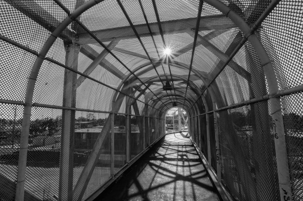 Pedestrian bridge over Blue Line tracks, Watts.