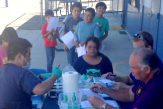 Victoria Elementary School students receive dental check-ups.