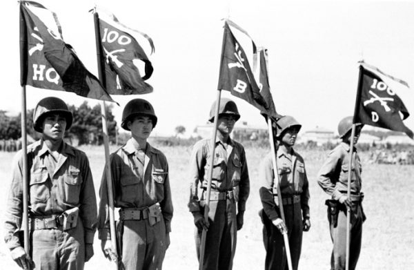 Members of the U.S. 100th Infantry Battalion, 442nd Regiment in Italy in July 1944.
