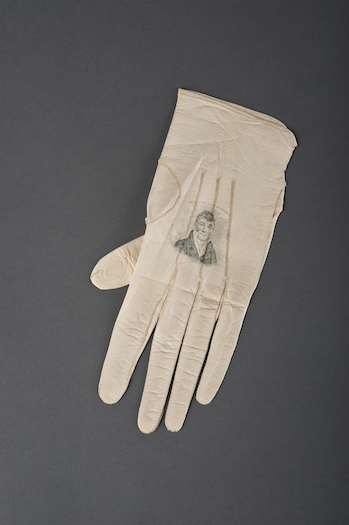 Lady’s glove with a portrait of Lafayette, 1825. Image courtesy of Division of Political History, National Museum of American History.