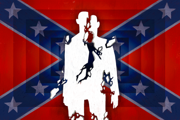 fracturing American confederate flag