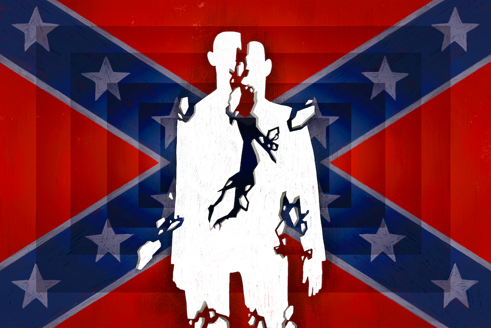 fracturing American confederate flag