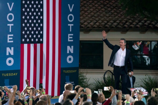 Gavin Newsom at a rally.